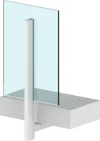 Moderne Glasgeländerhalterung an Betonoberfläche